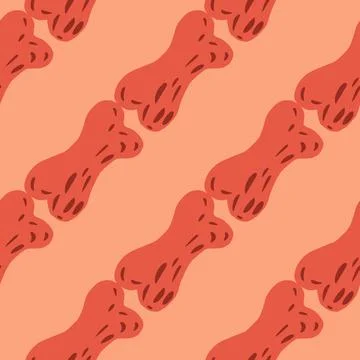 Minimalistic seamless doodle pattern with simple halloween pink bone shapes.  Illustrazione stock