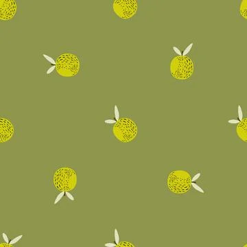 Minimalistic seamless doodle pattern with yellow abstract orange fruit print. Stock Illustration