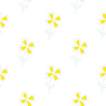 Minimalistic seamless floral pattern with yellow four-leaf clover elements. W Ilustración de archivo