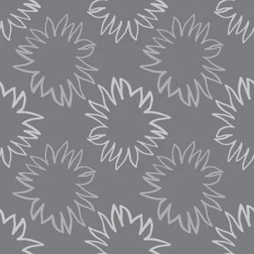 Minimalistic seamless geometric pattern with sun simple shapes. White contour イラスト素材