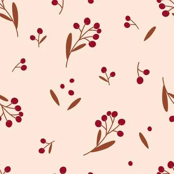 Minimalistic seamless pattern with berries. Illustration in doodle style for  Stock Illustration