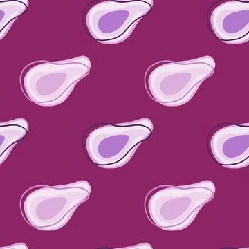 Minimalistic seamless pattern with contoured abstract avocado silhouettes. Br Stock Illustration