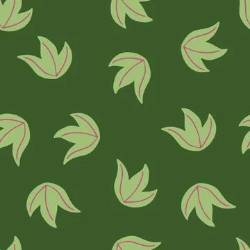 Minimalistic seamless pattern with doodle simple leaf bush random ornament. G Illustrazione stock