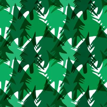 Minimalistic seamless pattern with hand drawn fir trees. Stylish modern pat.. Stock Illustration