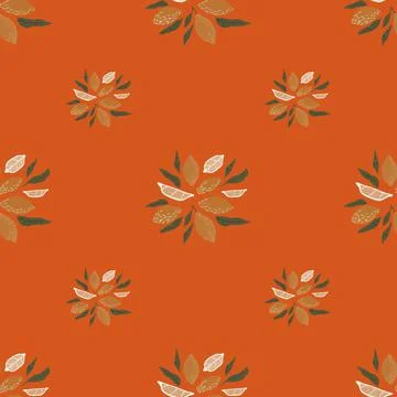 Minimalistic seamless pattern with lemon simple silhouette print. Orange back Stock Illustration