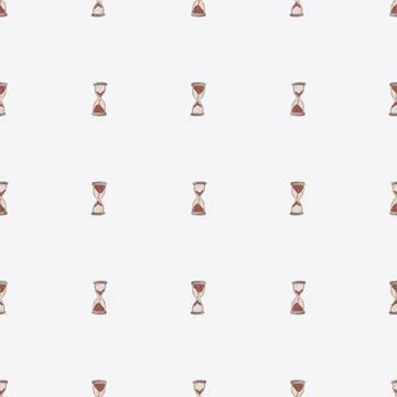 Minimalistic seamless pattern with litle maroon hourglass ornament. Light gre Stock Illustration