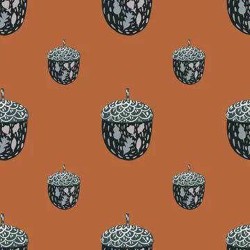 Minimalistic seamless pattern with navy blue chestnut elements. Coral brick b Illustrazione stock
