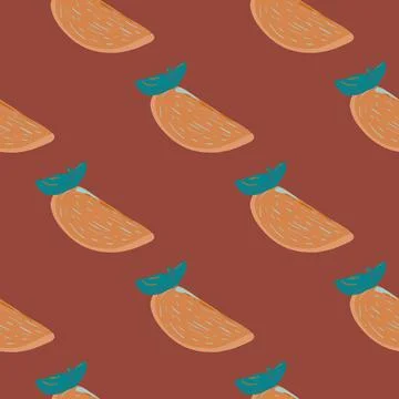 Minimalistic seamless pattern with pale orange persimmon slice elements. Brow イラスト素材