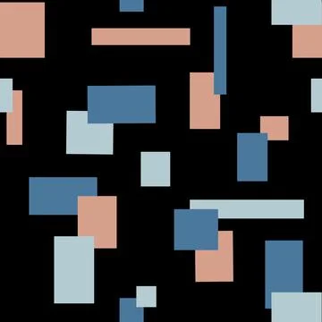 Minimalistic seamless pattern with rectangles and squares on a black backgrou Illustrazione stock