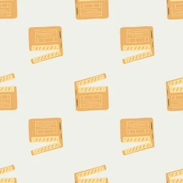 Minimalistic seamless pattern with simple clapperboard shapes. Yellow cinema  스톡 일러스트