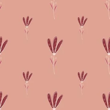 Minimalistic seamless pattern with simple flower elements. Pink light backgro Stockillustratie