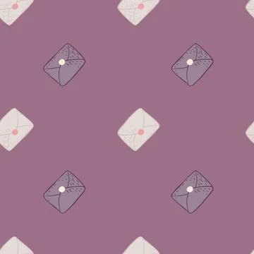 Minimalistic seamless pattern with simple postal letters shapes. Purple palet イラスト素材
