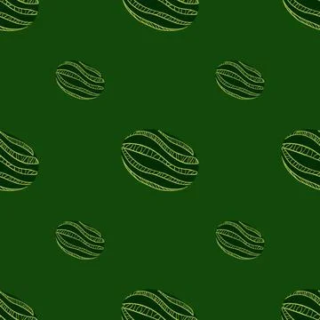 Minimalistic seamless pattern with simple striped watermelon ornament. Dark g Stock Illustration