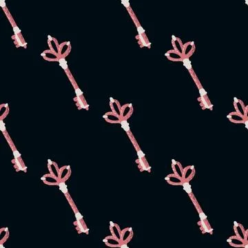 Minimalistic seamless pattern with vintage pink tones key ornament. Simple st Illustrazione stock