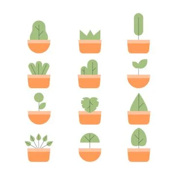 Minimalistic set of potted plants. Иллюстрация
