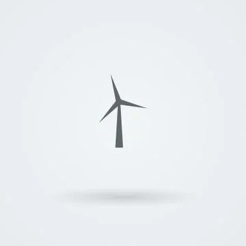 Minimalistic, simple icon with the image of the wind turbine Illustrazione stock