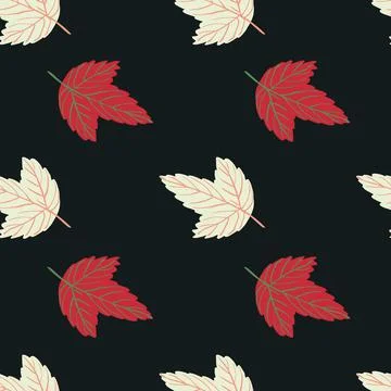 Minimalistic simple nature seamless pattern with light yellow and red leaves. イラスト素材