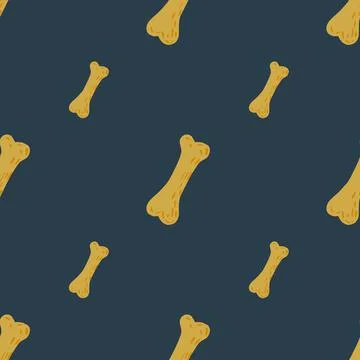 Minimalistic skeleton seamless doodle pattern with yellow bright bones shapes Illustrazione stock