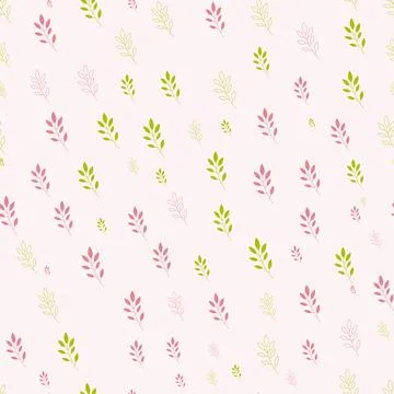 Minimalistic soft botanical pattern features small hand-drawn leaves 스톡 일러스트