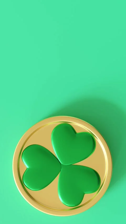 Minimalistic St. Patrick's Day-themed design featuring spinning golden coin Stock Footage 289535362