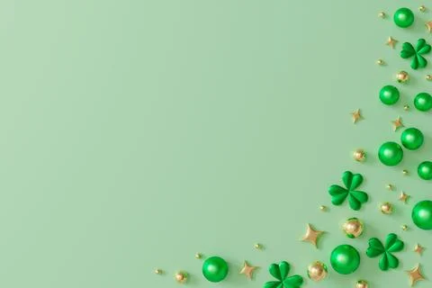 Minimalistic St. Patrick's Day-themed design featuring green and gold eleme.. 库存插图