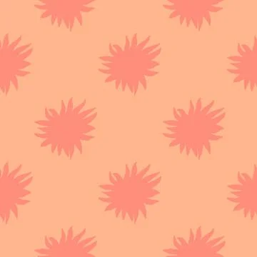 Minimalistic star scribble silhouettes seamless pattern. Coral and pink tones Illustrazione stock