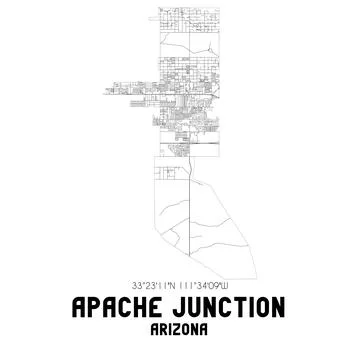 Minimalistic street map of Apache Junction, Arizona, United States. Ilustración de archivo