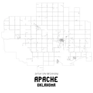 Minimalistic street map of Apache, Oklahoma, United States. Stock Illustration