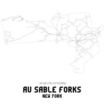 Minimalistic street map of Au Sable Forks, New York, United States. Stock Illustration