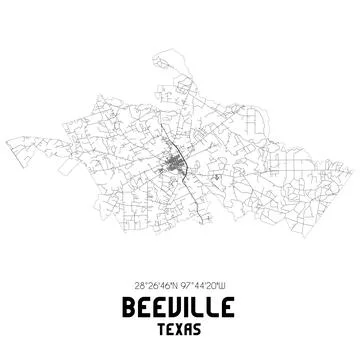 Minimalistic street map of Beeville, Texas, United States. Ilustração Stock