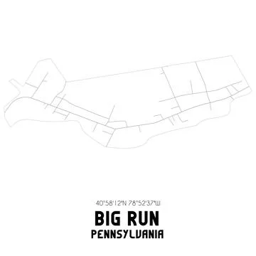 Minimalistic street map of Big Run, Pennsylvania, United States. Stock Illustration