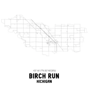 Minimalistic street map of Birch Run, Michigan, United States. Illustrazione stock