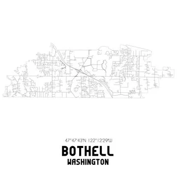 Minimalistic street map of Bothell, Washington, United States. Stock Illustration