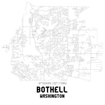 Minimalistic street map of Bothell, Washington, United States. Stock Illustration