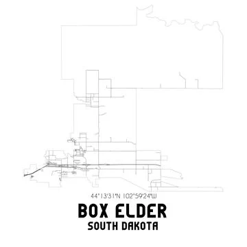 Minimalistic street map of Box Elder, South Dakota, United States. 库存插图