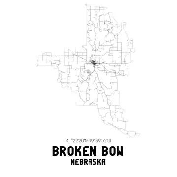 Minimalistic street map of Broken Bow, Nebraska, United States. 스톡 일러스트