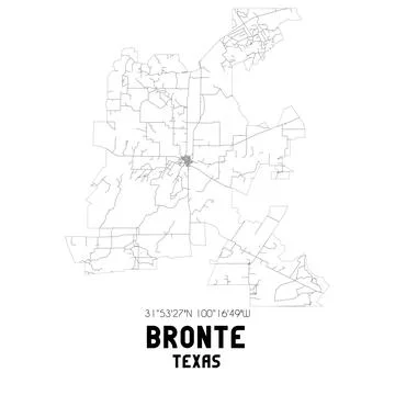 Minimalistic street map of Bronte, Texas, United States. Stock Illustration