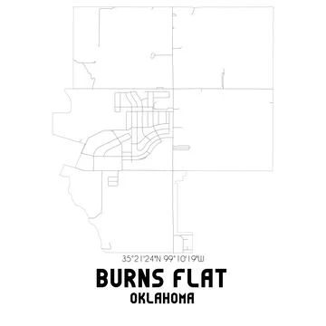 Minimalistic street map of Burns Flat, Oklahoma, United States. Stock Illustration