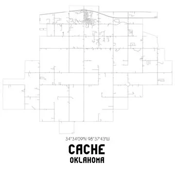 Minimalistic street map of Cache, Oklahoma, United States. Stock Illustration