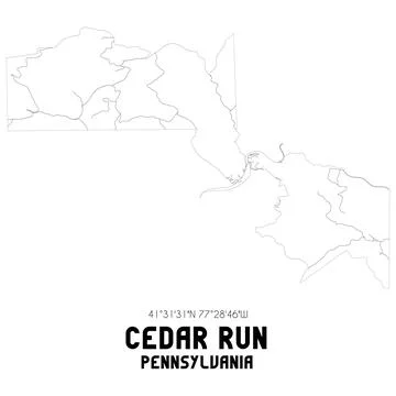 Minimalistic street map of Cedar Run, Pennsylvania, United States. Stock Illustration