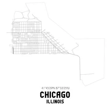 Minimalistic street map of Chicago, Illinois, United States. Stock Illustration