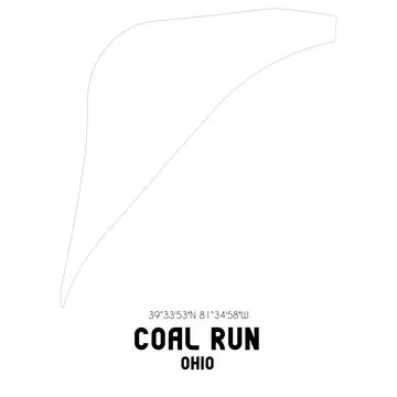 Minimalistic street map of Coal Run, Ohio, United States. Stock Illustration