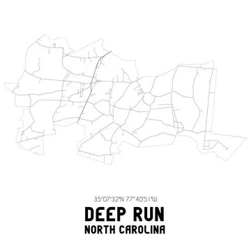 Minimalistic street map of Deep Run, North Carolina, United States. Stock Illustration