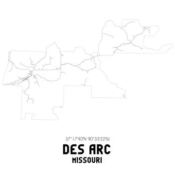 Minimalistic street map of Des Arc, Missouri, United States. Stock Illustration
