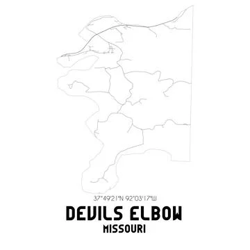 Minimalistic street map of Devils Elbow, Missouri, United States. 스톡 일러스트