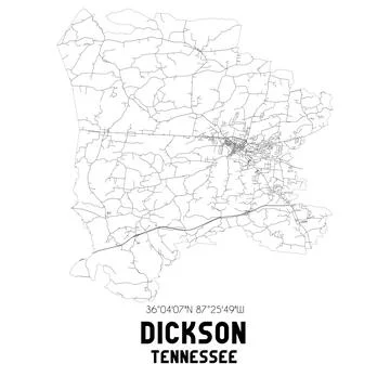 Minimalistic street map of Dickson, Tennessee, United States. Stock Illustration