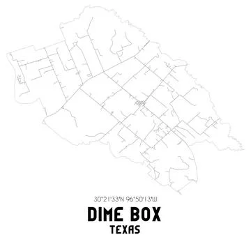 Minimalistic street map of Dime Box, Texas, United States. 库存插图