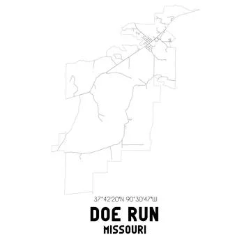 Minimalistic street map of Doe Run, Missouri, United States. Stock Illustration