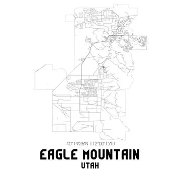 Minimalistic street map of Eagle Mountain, Utah, United States. Illustrazione stock