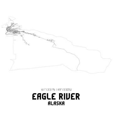Minimalistic street map of Eagle River, Alaska, United States. Stock Illustration